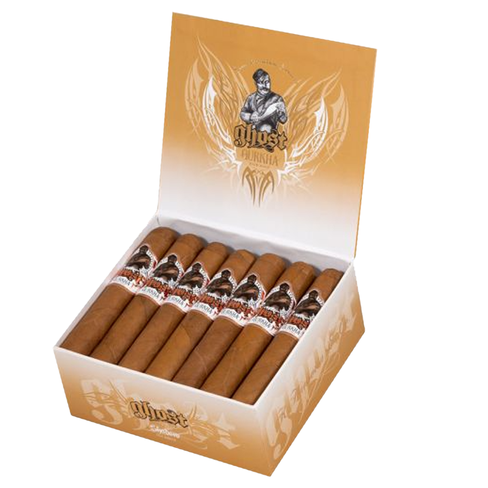 Gurkha Ghost Connecticut Shadow Robusto in the opened 21-count box